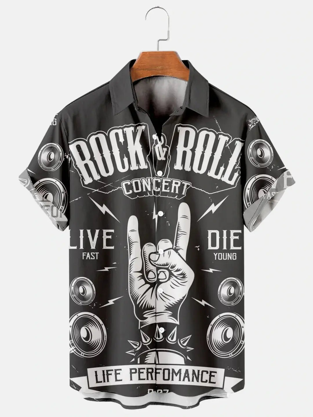 Hawaiian Shirt / Adults / S Men's Rock Poster Print Casual Loose Hawaiian Shirt