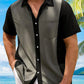 Men's Solid Bowling Casual Hawaiian Shirt