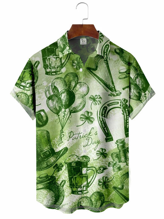 Hawaiian Shirt / Adults / S Men's St.Ptrick's Day Pattern Casual Hawaiian Shirt
