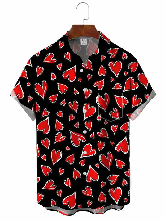 Hawaiian Shirt / Adults / S Men's Valentine's Day Heart Hawaiian Shirt