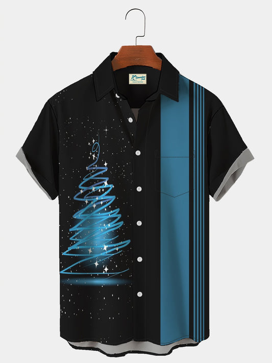 Hawaiian Shirt / Adults / S Men's Vintage Bowling Christmas Hawaiian Button Hawaiian Shirt
