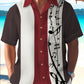 Men's Vintage Bowling Music Symbol Print Casual Hawaiian Shirt