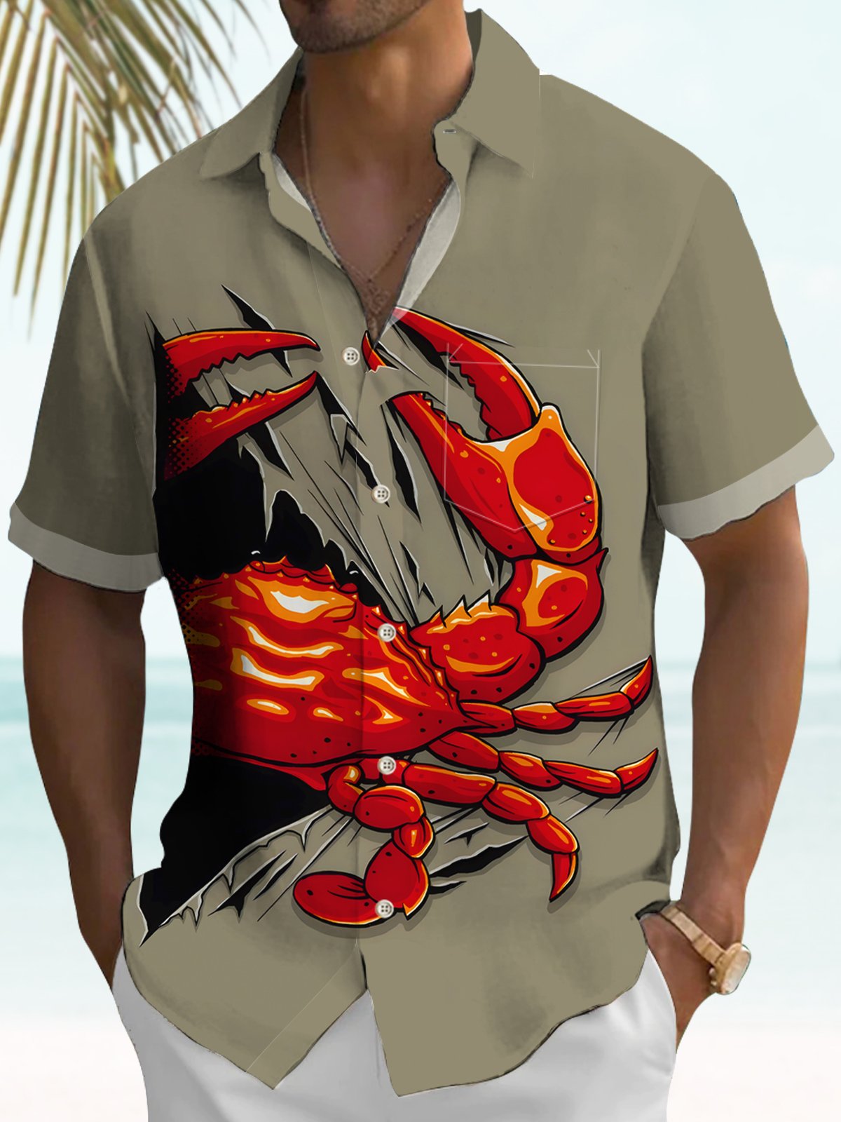 Men's Vintage Holiday Crab Sea Life Hawaiian Shirt