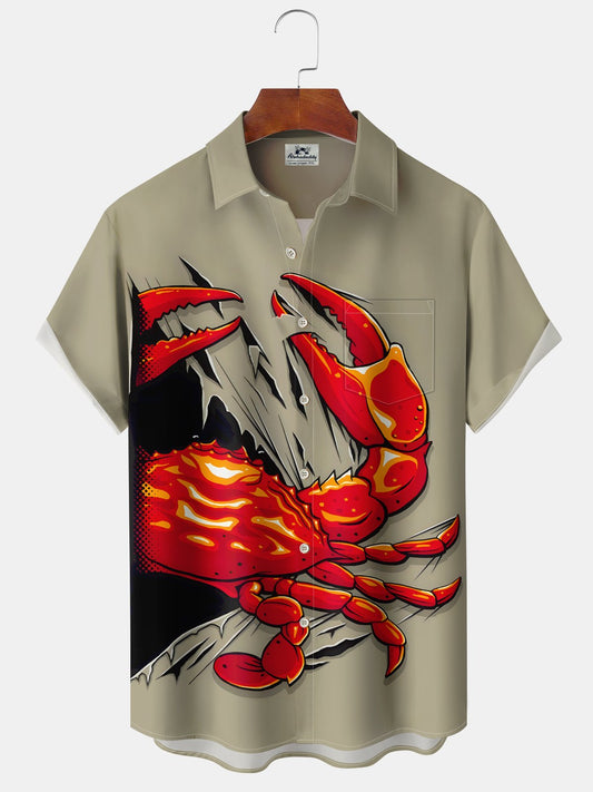 Hawaiian Shirt / Adults / S Men's Vintage Holiday Crab Sea Life Hawaiian Shirt