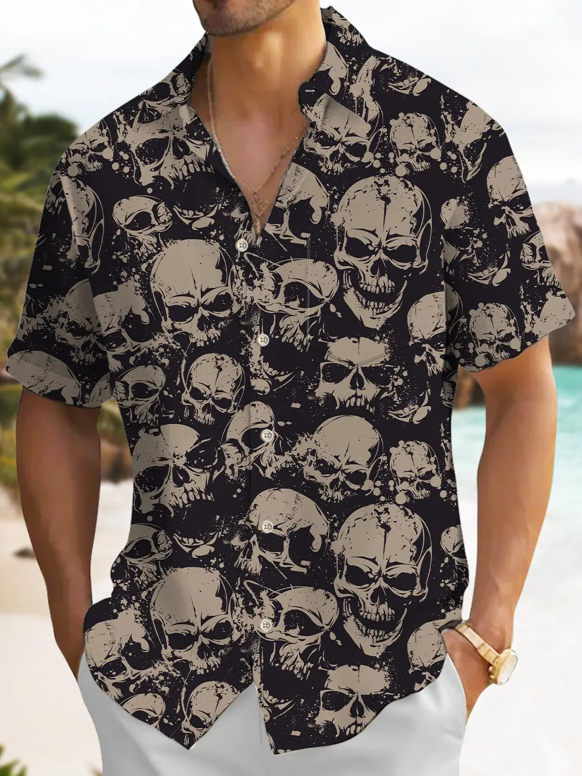 Men's Vintage Skull Hawaiian Shirt
