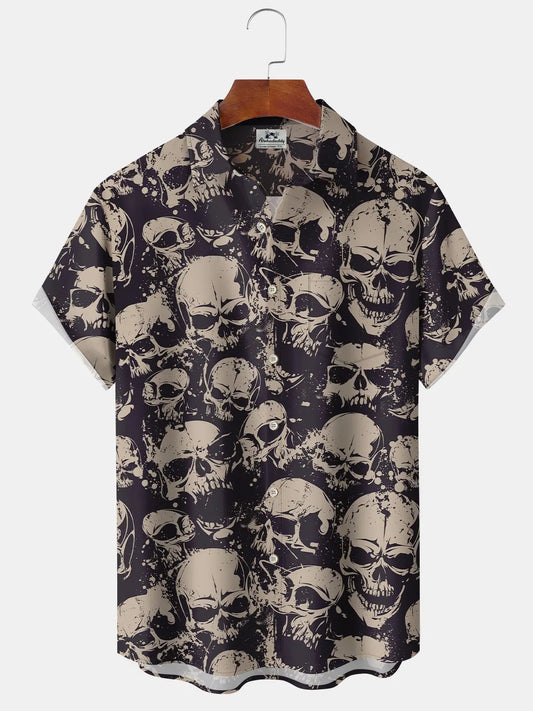 Hawaiian Shirt / Adults / S Men's Vintage Skull Hawaiian Shirt