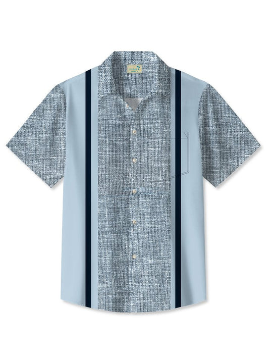 Hawaiian Shirt / Adults / S Men's Vintage Textured Geometric Line Bowling Hawaiian Shirt