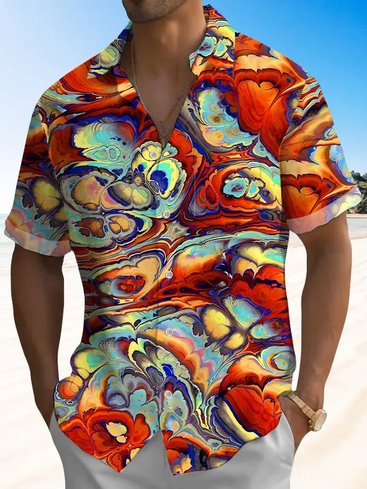 Men's Vintage Tie Dye Ombre Beach Vacation Hawaiian Shirt