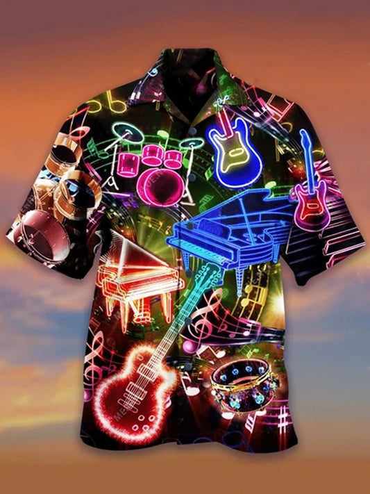 Hawaiian Shirt / Adults / S Men's Where Words Fail Music Speaks colorful hawaiian shirt