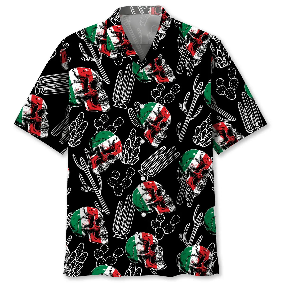 Hawaiian Shirt / Adults / S Mexico Flag Skull Hawaiian Shirt