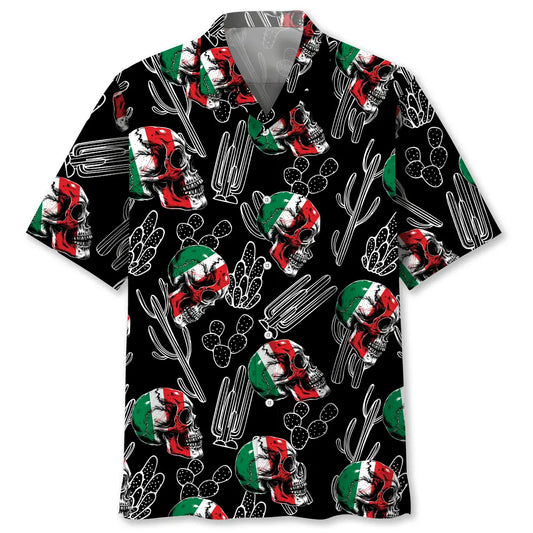 Hawaiian Shirt / Adults / S Mexico Flag Skull Hawaiian Shirt