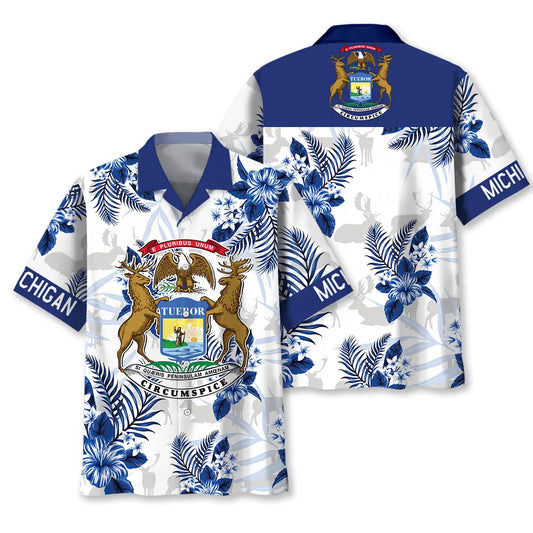 Hawaiian Shirt / Adults / S Michigan State Flag Proud Hawaiian Shirt