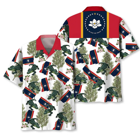 Hawaiian Shirt / Adults / S Mississippi State Proud White Hawaiian Shirt