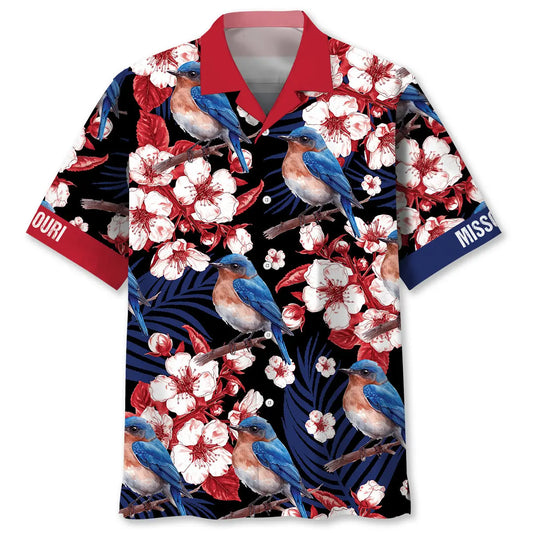 Hawaiian Shirt / Adults / S Missouri State Eastern Bluebird Black Hawaiian Shirt