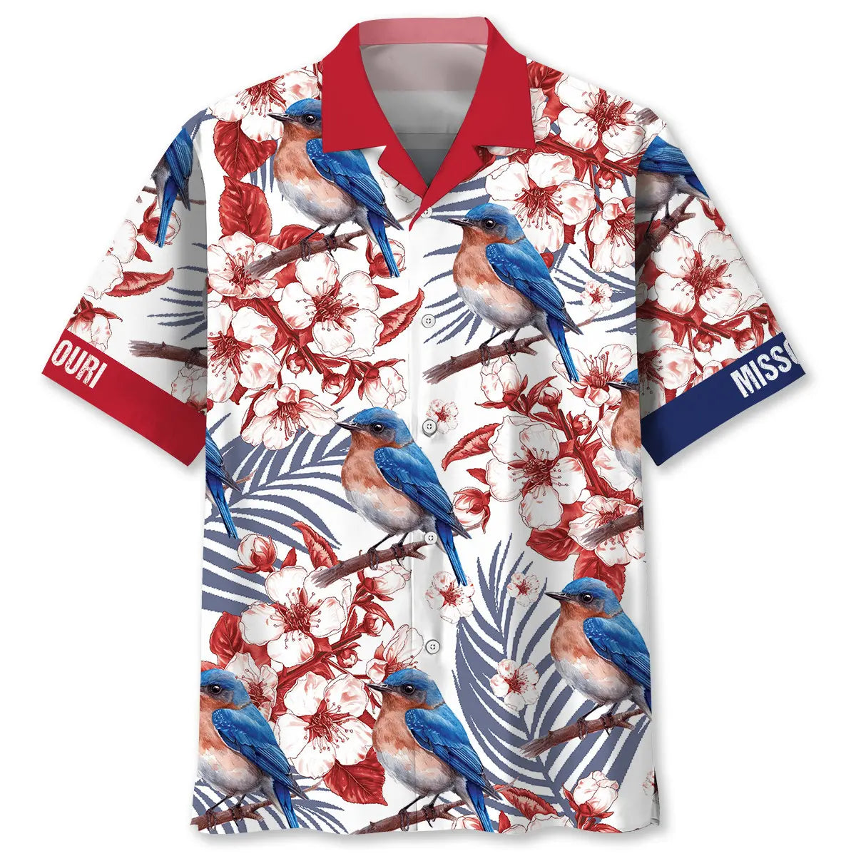 Hawaiian Shirt / Adults / S Missouri State Eastern Bluebird White Hawaiian Shirt