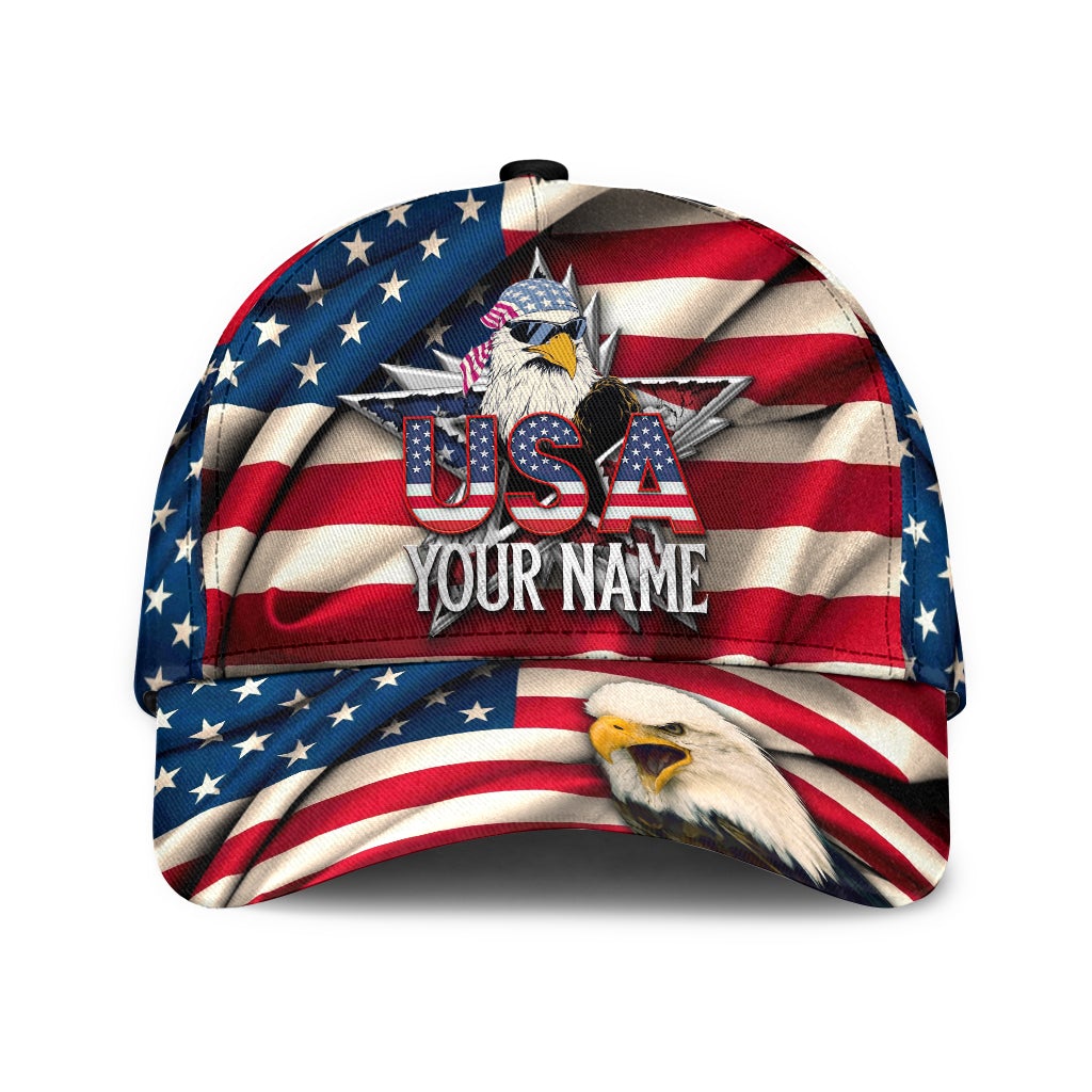 Custom Proud American Eagle Personalized Name – Classic Cap