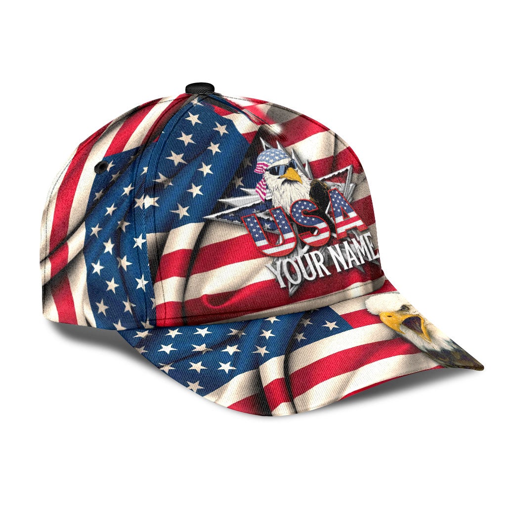 Custom Proud American Eagle Personalized Name – Classic Cap