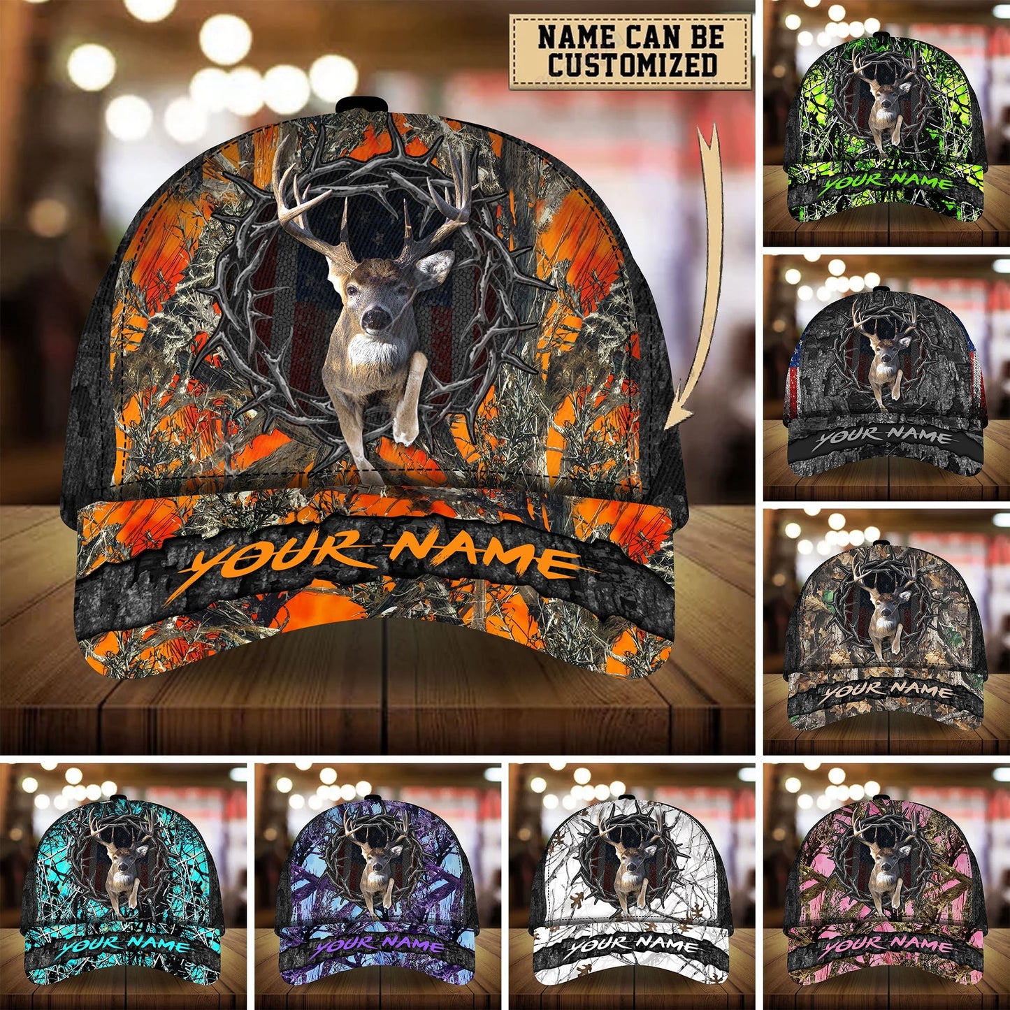 Awesome Deer Hunting Multicolor Personalized – Classic Cap