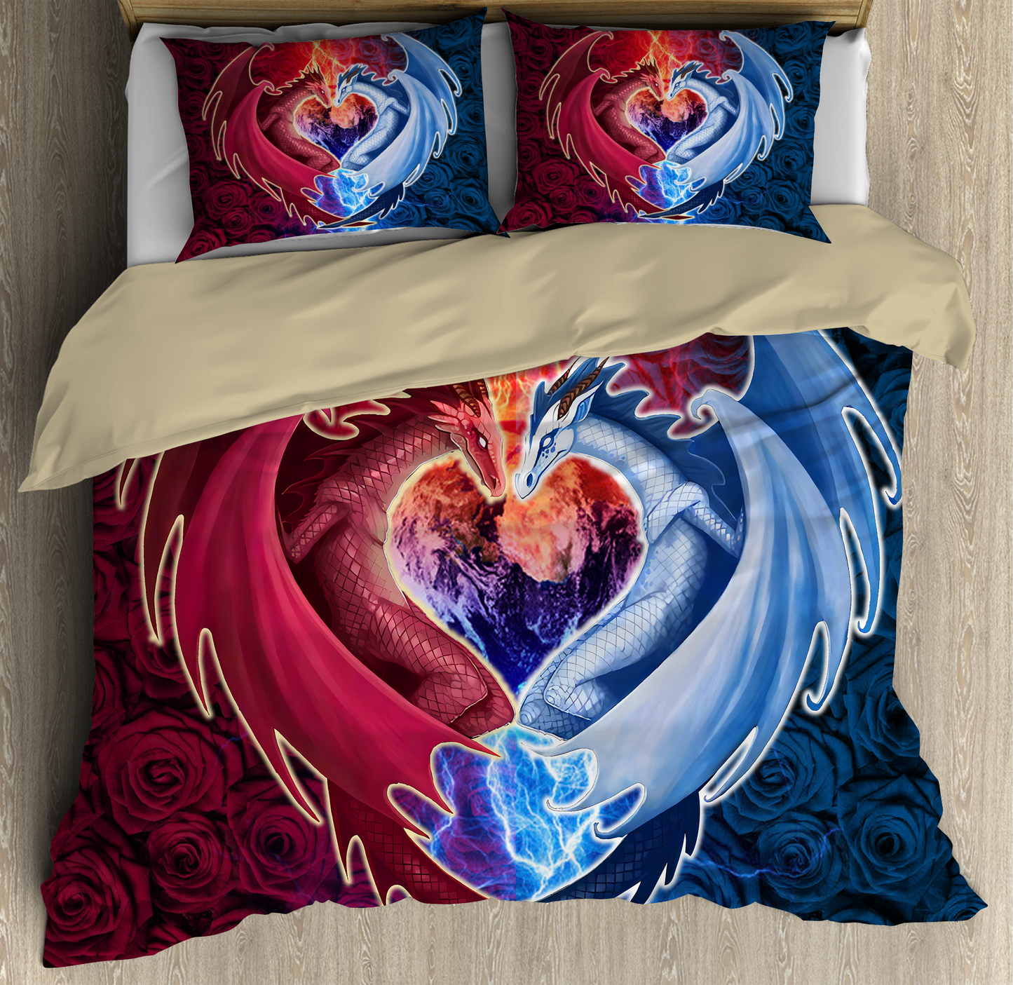 Dragon Heart Rose Bedding Cover For Fantasy Bedroom Decor