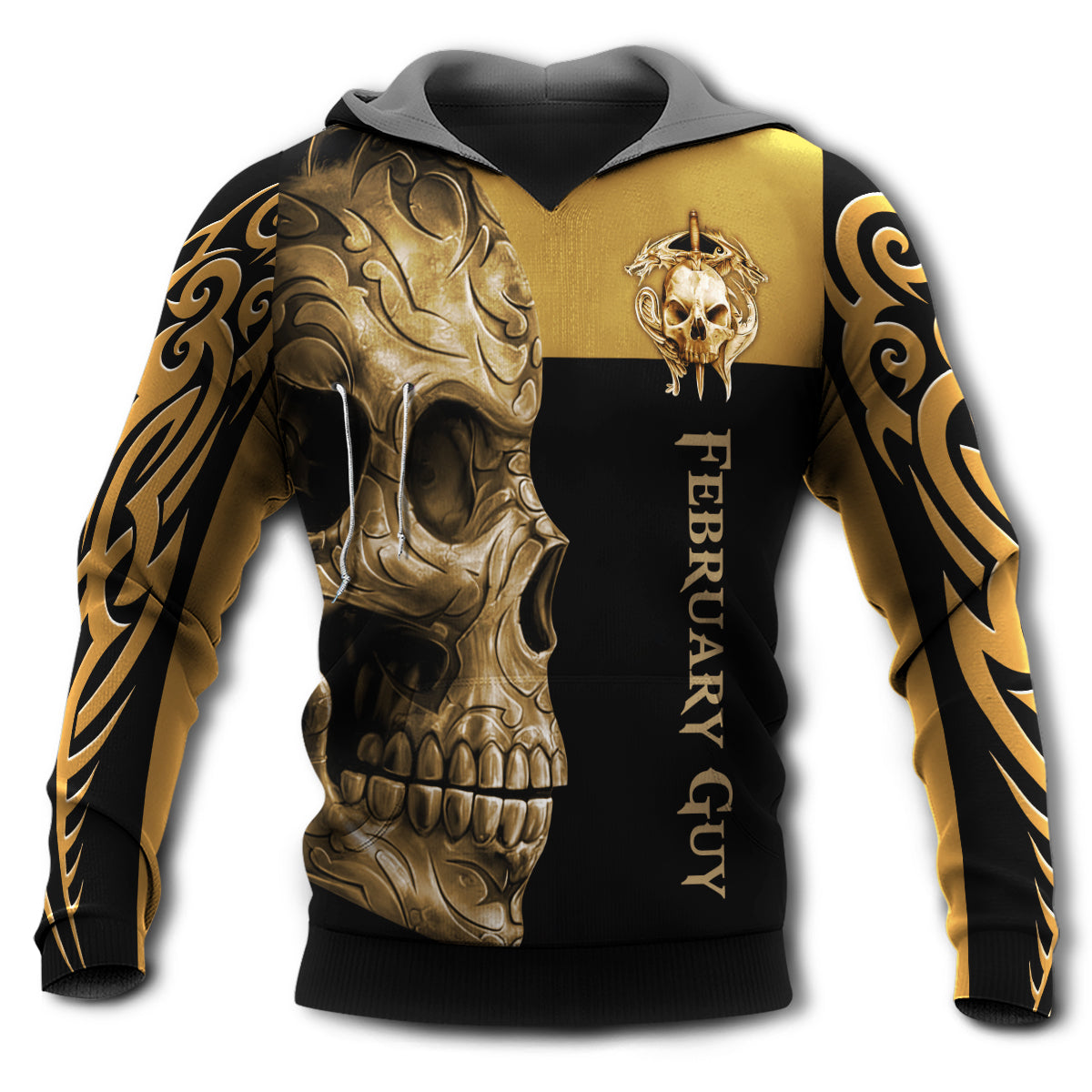 February Skull Art – 3D Hoodie