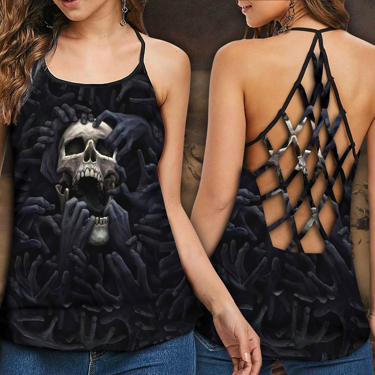 Black Skull Strong Style – Hollow Tank Top