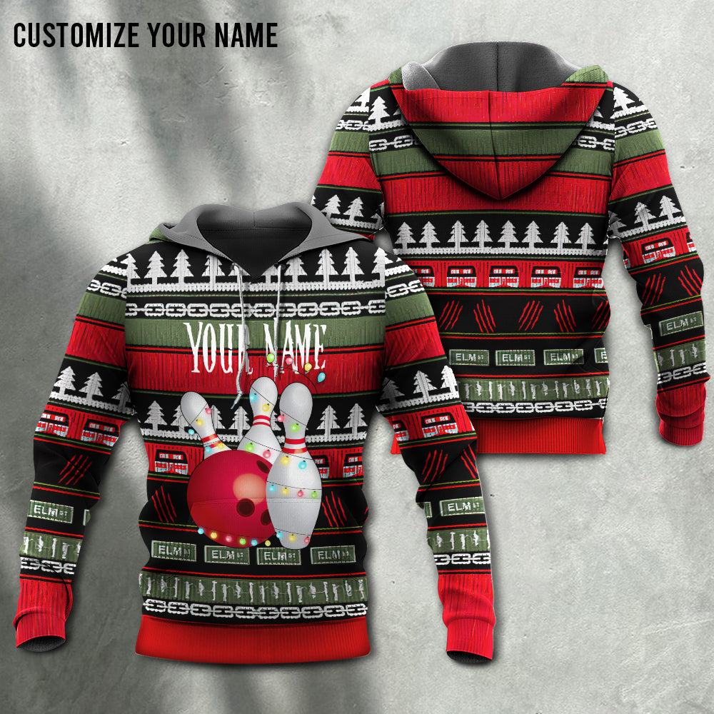 Christmas Bowling Custom Art – 3D Hoodie