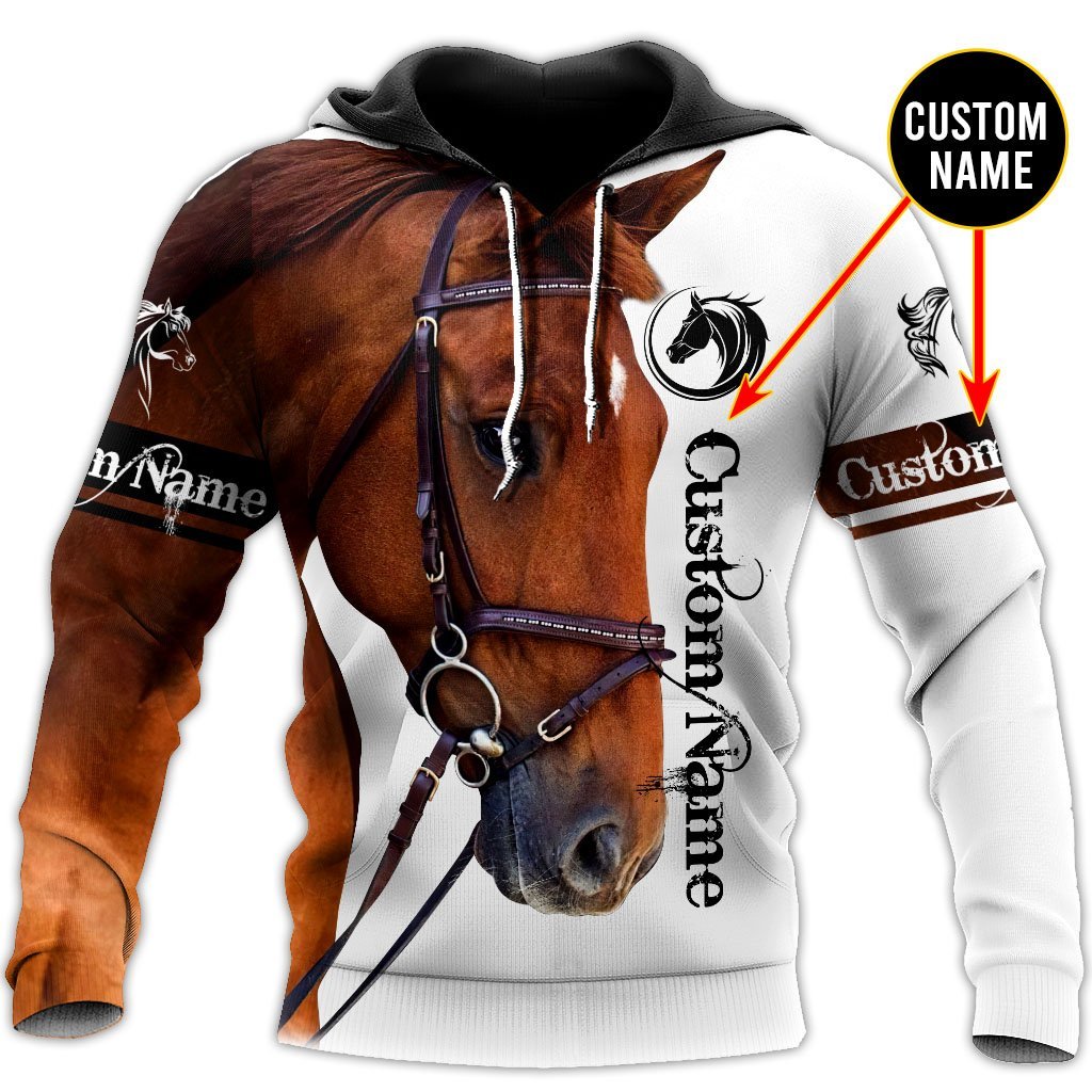 White Horse Custom Name Art – 3D Hoodie