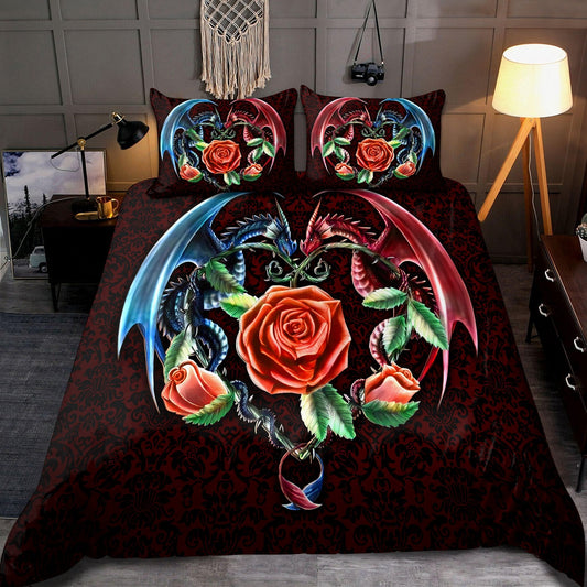 Dragon Rose Fantasy Bedding Cover For Fantasy Bedroom Decor