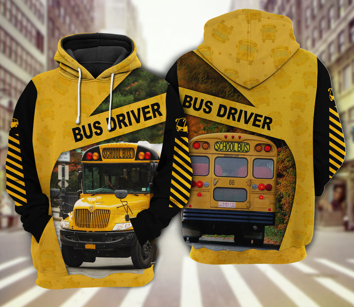 School Bus Driver Art – 3D Hoodie