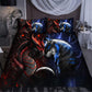 Red And Blue Dragon And Wolf Bedding Cover For Fantasy Bedroom Decor