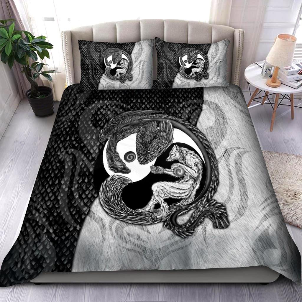 Dragon And Wolf Fantasy Bedding Cover For Fantasy Bedroom Decor