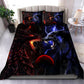 Red And Blue Dragon And Wolf Fantasy Bedding Cover For Fantasy Bedroom Decor