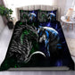 Green And Blue Dragon And Wolf Fantasy Bedding Cover For Fantasy Bedroom Decor