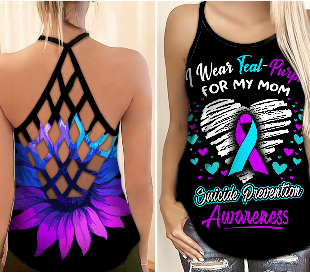 Suicide Awareness Wear Teal Purple For My Mom – Hollow Tank Top