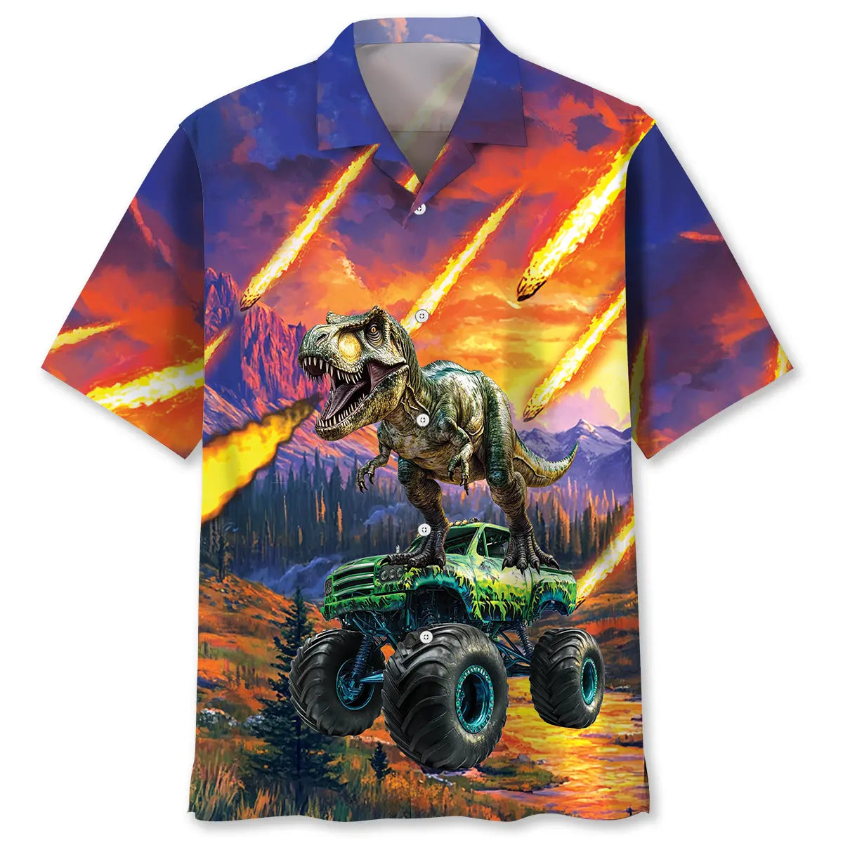 Hawaiian Shirt / Adults / S Monster Truck Dinosaur Hawaiian Shirt