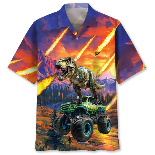 Hawaiian Shirt / Adults / S Monster Truck Dinosaur Hawaiian Shirt