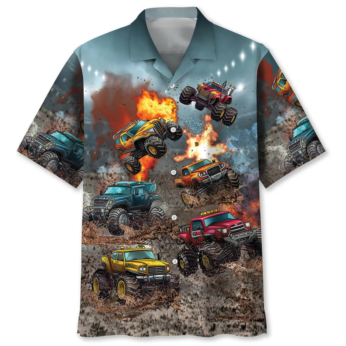 Hawaiian Shirt / Adults / S Monster Truck Racing Hawaiian Shirt