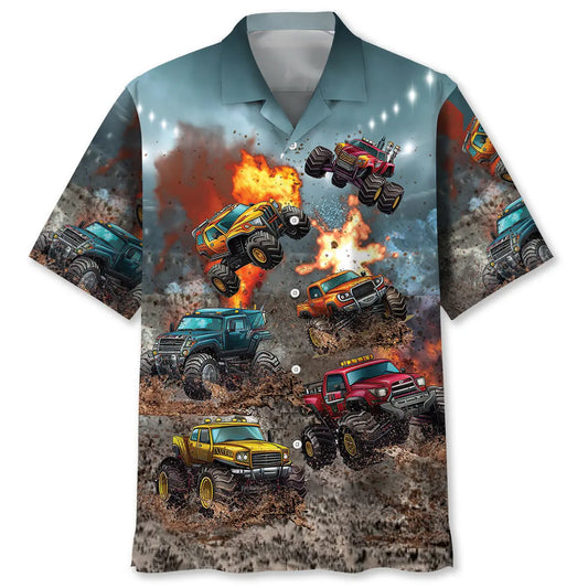 Hawaiian Shirt / Adults / S Monster Truck Racing Hawaiian Shirt