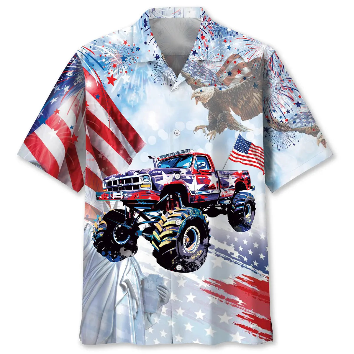 Hawaiian Shirt / Adults / S Monster Truck USA Hawaiian Shirt