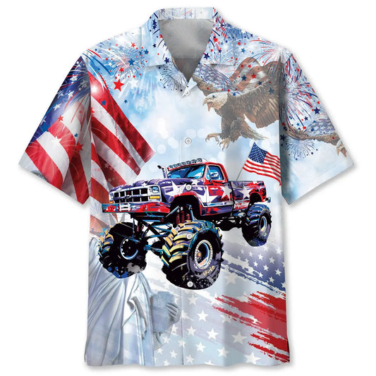 Hawaiian Shirt / Adults / S Monster Truck USA Hawaiian Shirt