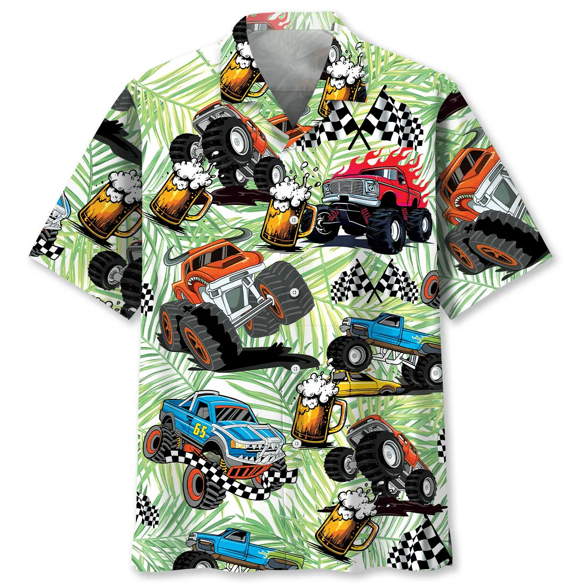 Hawaiian Shirt / Adults / S Monster Trucker And Beer Lover Hawaiian Shirt
