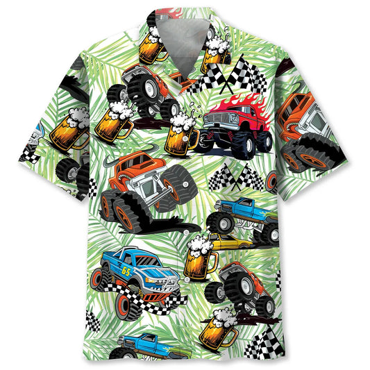 Hawaiian Shirt / Adults / S Monster Trucker And Beer Lover Hawaiian Shirt