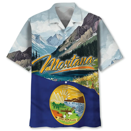 Hawaiian Shirt / Adults / S Montana State Mountain Proud Hawaiian Shirt