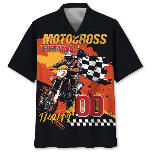 Hawaiian Shirt / Adults / S Motocross Champion Hawaiian Shirt Custom Number