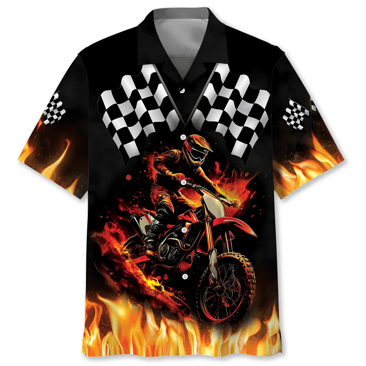 Hawaiian Shirt / Adults / S Motocross Racing Fire Hawaiian Shirt