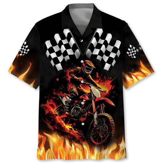 Hawaiian Shirt / Adults / S Motocross Racing Fire Hawaiian Shirt