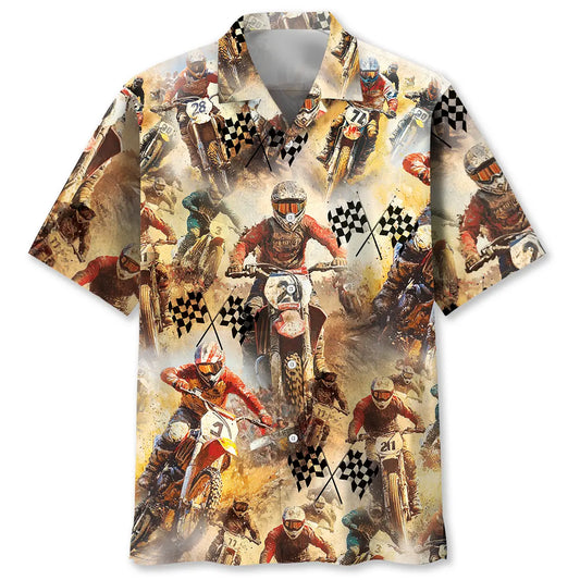 Hawaiian Shirt / Adults / S Motocross Racing Vintage Hawaiian Shirt