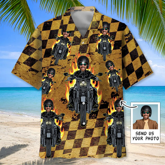 Hawaiian Shirt / Adults / S Motorcycle Racing Custom Photo Hawaiian Shirt