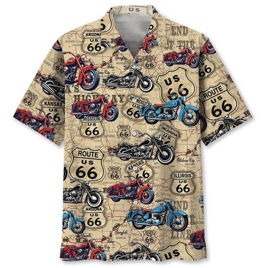 Hawaiian Shirt / Adults / S Motorcycle Route 66 Inspiration Hawaiian Shirt
