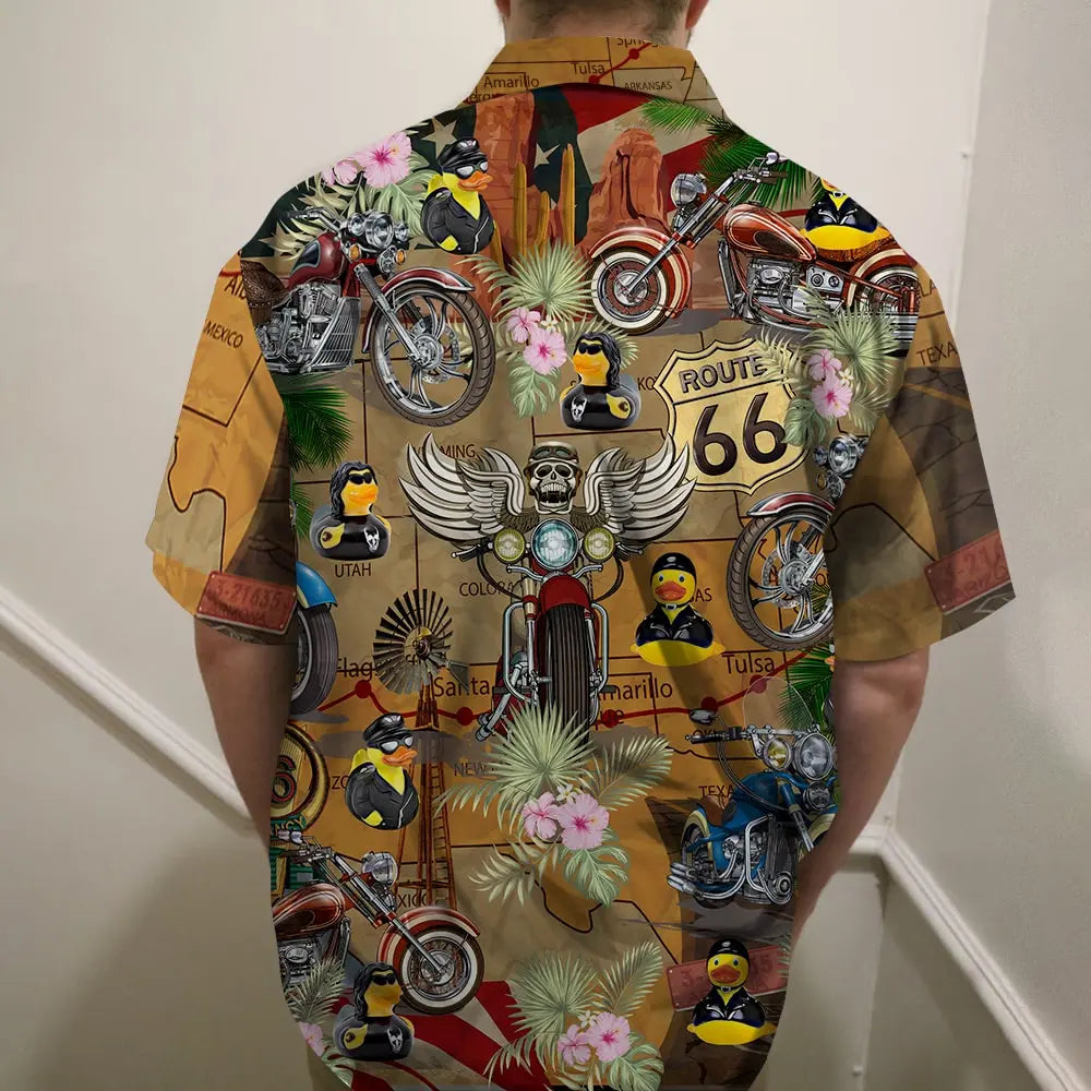 Motorcycle Rubber Duckie Unisex Hawaiian Shirt Aloha Shirt
